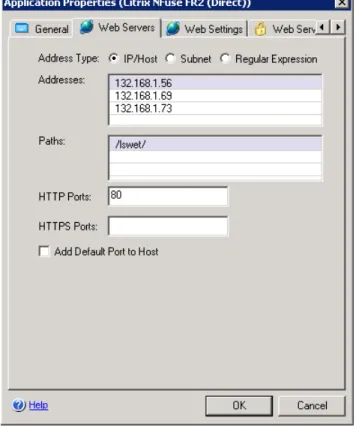 Figure 9. Application Properties–Web Servers Tab