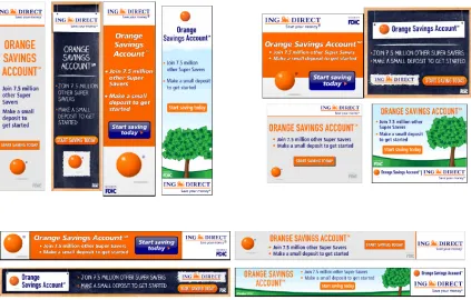 Figure 2.1: These 12 ads were delivered in the ﬁeld experiment. They represent the fourad concepts and three ad sizes (160x600 is tall, 300x250 is almost square, and 728x90 iswide).