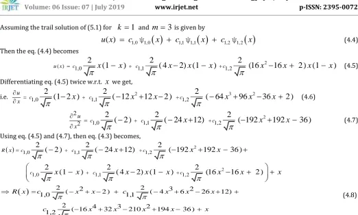 Table – 1: Comparison of numerical solution and exact solution of the test problem 4.1  