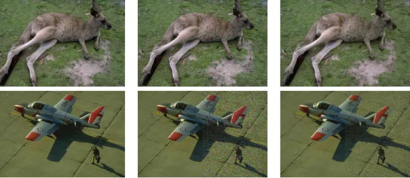 Figure 2 Two images from the Berkeley segmentation dataset [26] (size 321 ∗ 481). The first column shows the original image; the second column shows the half noisy image; the third column shows the de-noised image using our algorithm for the patches.