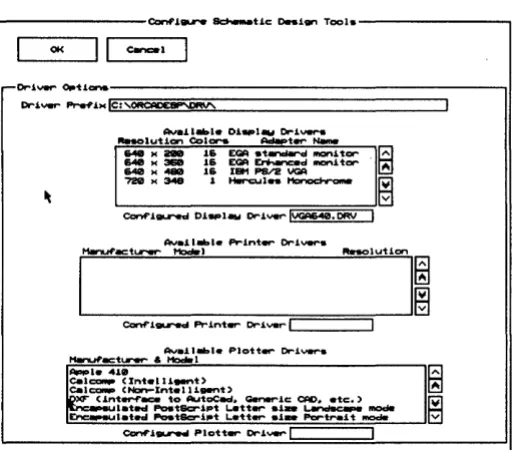 Figure 1-1. Driver Options area of the Configure Schematic Design Tools screen. 