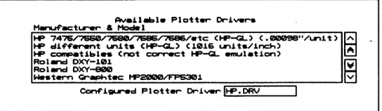 Figure 1-4. Available Plotter Drivers list box. 