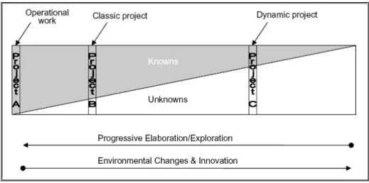 Figure 1.7: The Race to Resolve Project Unknowns (Collyer &amp; Warren, 2009, p.356)  The challenge is to conduct exploration at a greater rate than the emergence of  environmental change