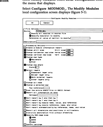 Figure 5-1. Local configuration screen for Modify Modules. 