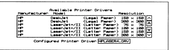 Figure 1-3. Available Printer Drivers list box. 