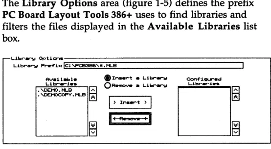 Figure 1 .. :5. Library Options area of the Configure PC Board screen. 