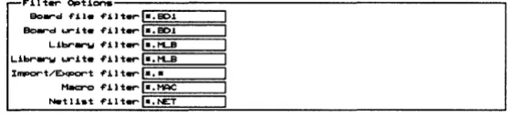 Figure 1-7. Filter Options area of the Configure PC Board Layout screen. 