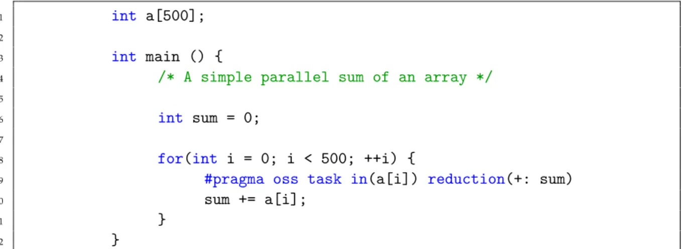 Figure 2.4 showcases a simple use of a task reduction to combine results of different tasks without the need to explicitly synchronize access to data.