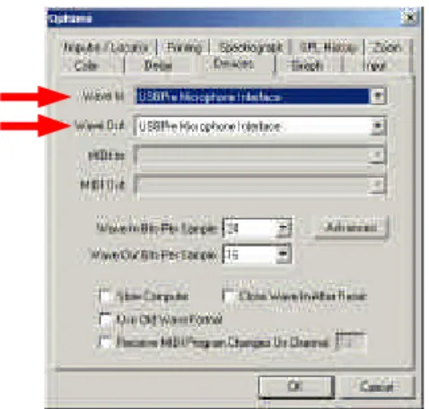 Figure 1:  Select your sound card as the input  and output device. 