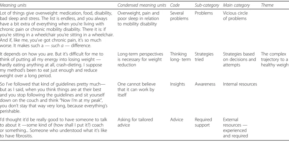 Table 2 Examples of the analytical process