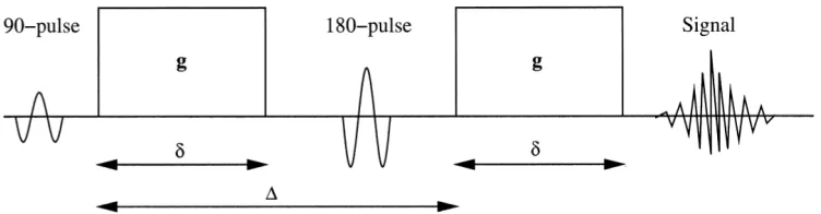Figure 2.1: The Stejskal and Tanner pulsed gradient spin echo sequence. Adopted from[185, Westin2002]