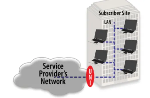 Figure 8:  UNI Demarcation Between Service Provider and Subscriber The UNI also provides the demarcation between the responsibilities of  the subscriber and service provider
