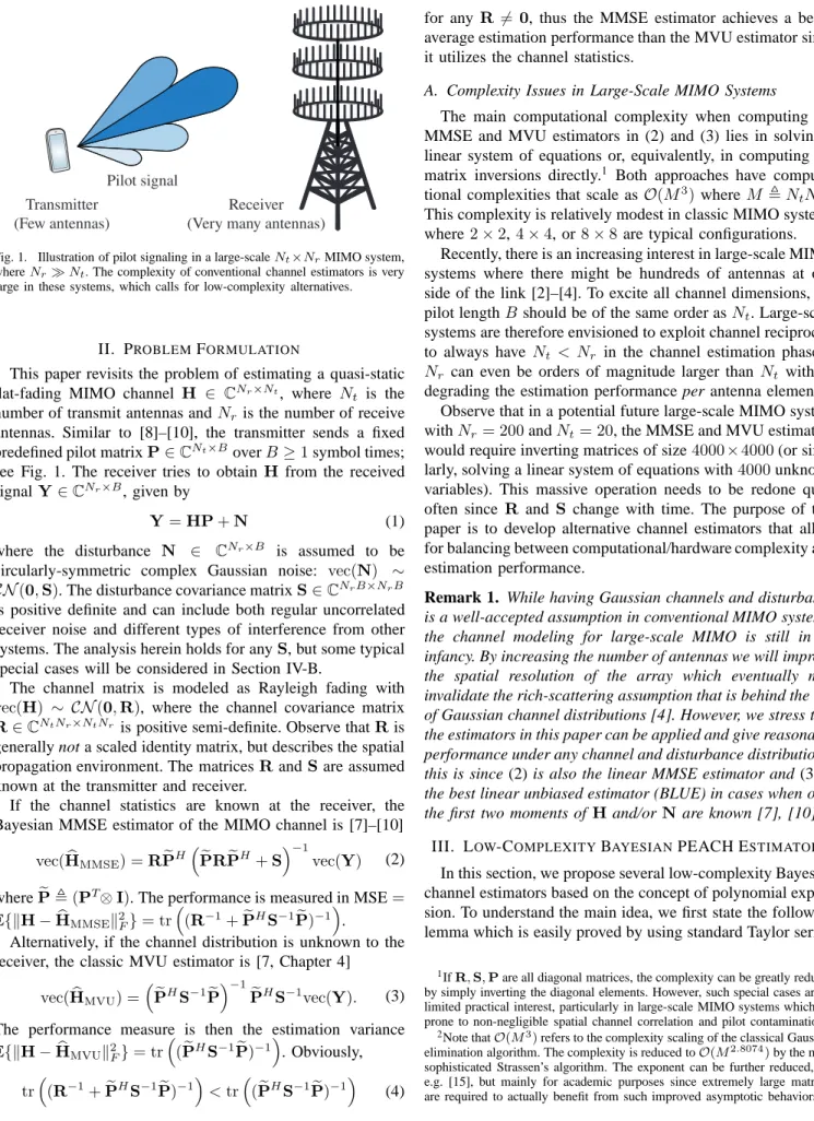 Fig. 1. Illustration of pilot signaling in a large-scale N t ×N r MIMO system, where N r ≫ N t 