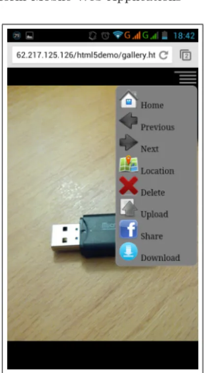 Fig. 2: Application’s main menu. Fig. 3: Image gallery and menu.
