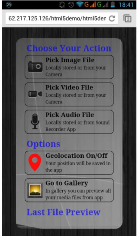 Figure 3. Demo application's main menu. 