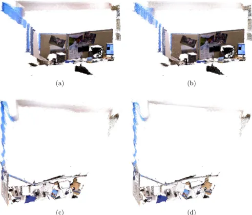 Fig. 5. The office data set as (a) an unprocessed redundant point cloud and (b) a simplified point cloud