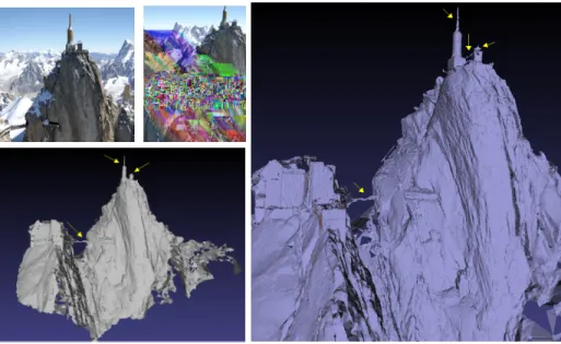 Fig. 4: On the left: two images of the Aiguille du midi dataset ( c 
B.Vallet/IMAGINE);