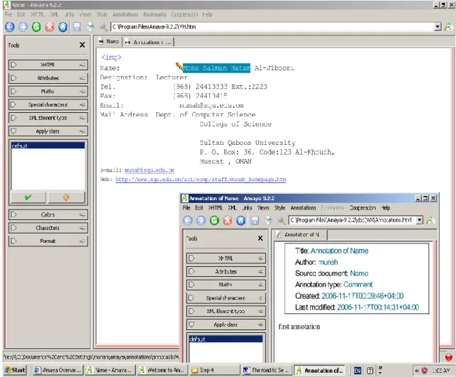 Figure 7: Amaya  Annotation Icon and Meta-data 