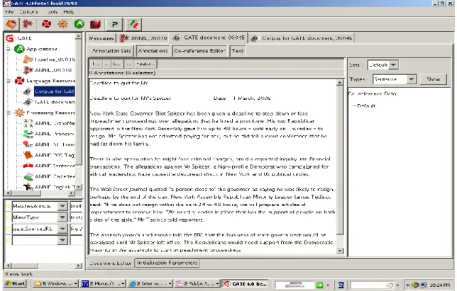 Figure 8: Sample Document and GATE GUI 