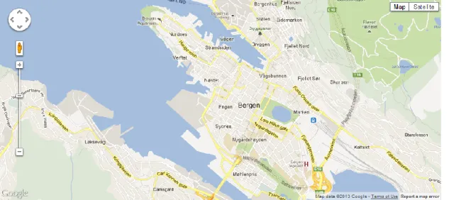 Figure 3: A map feature showing the city of Bergen 