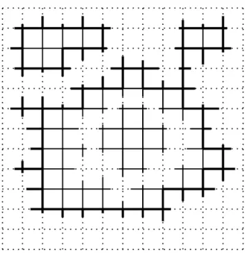 Figure 1. Illustration of three clusters (thin full lines) of L e H α n , two of them being external and one being surrounded