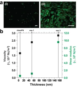 Figure 3.10: Viscosity and shear modulus calculated for sensors coated at ‎different cellular densities