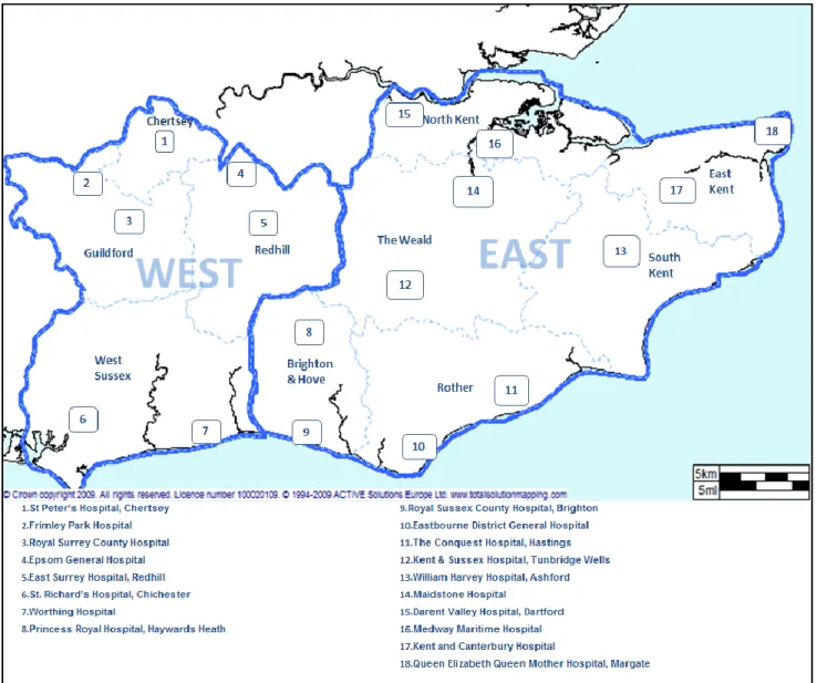 Figure 2.1 - Operational Dispatch Areas and Hospital Locations 