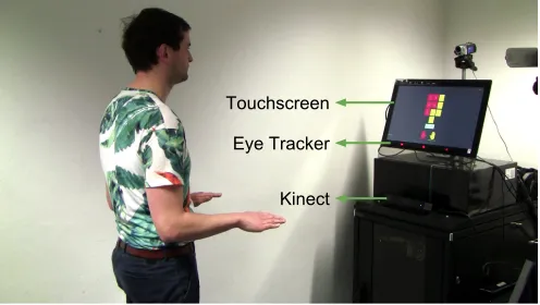 Fig. 2. We used an Acer T232HL touchscreen, a Tobii eye tracker, and a Microsoft Kinect in the study.