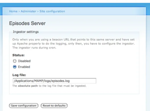 Figure 14: Episodes Server module settings form.