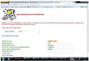 Fig 5 The figure below shows the status of the task which is in running state and the processor utilization on executing the task