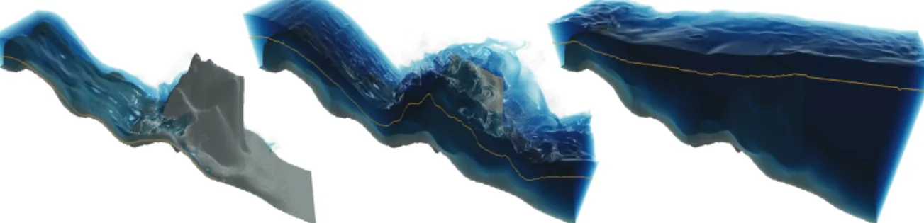 Figure 1: Simulation of a flood at 30 frames per second including physics and rendering
