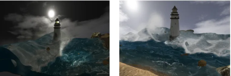 Figure 5: Our method allows real-time simulation of large scale scenarios. To increase realism we enriched the scene by adding various additional features