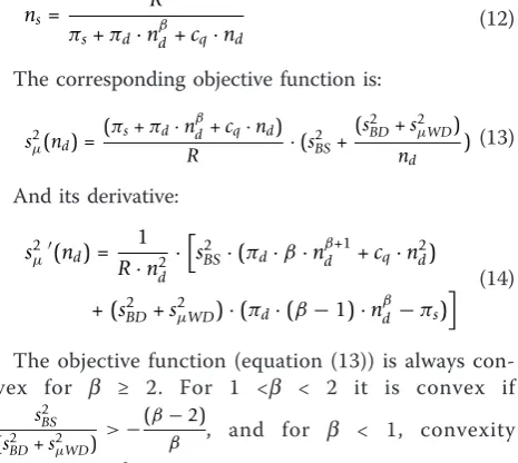 Table 1 Summary of equations, in terms of their numbers in the running text, for identifying the optimal exposureassessment strategy