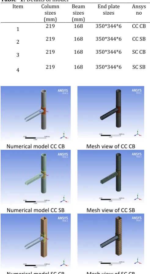Fig 1-Numerical and mesh view of base models 