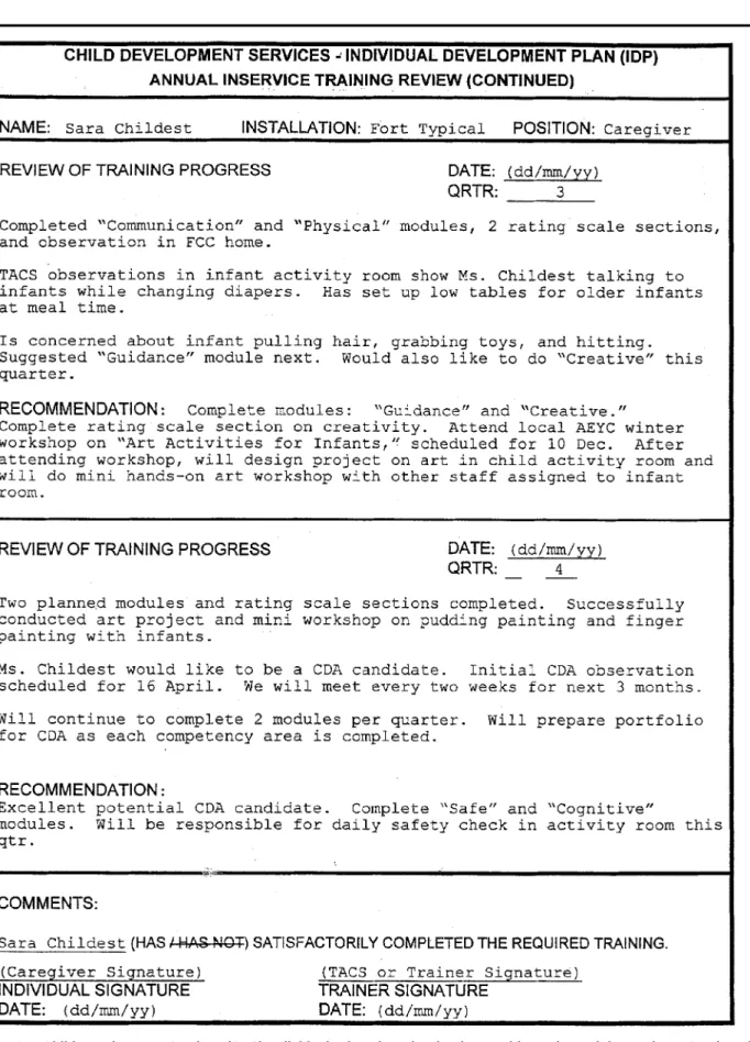 Figure 3-2. Child Development Services (CDS) Individual Education Plan (IDP) annual inservice training review—Continued