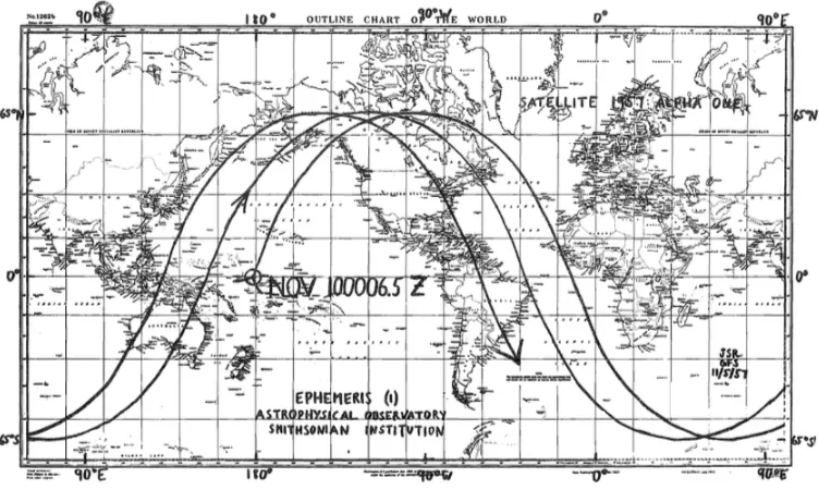 Figure 1.1: Researchers at the Smithsonian Astrophysical Observatory put together this map of the path of the rocket core as it traced a path across the globe