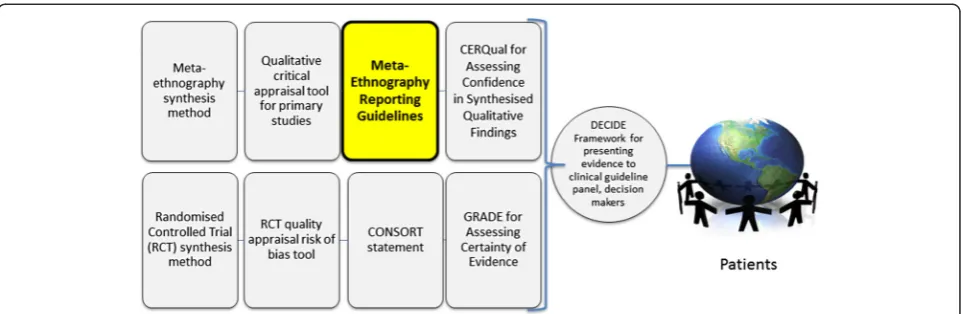 Fig. 1 Role of meta-ethnography reporting guidelines in facilitating use of synthesised research evidence