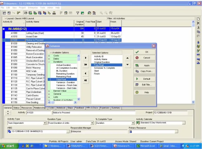 Figure 3.9: Adding Float Columns 