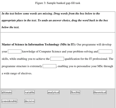 Figure 3: Sample banked gap-fill task  
