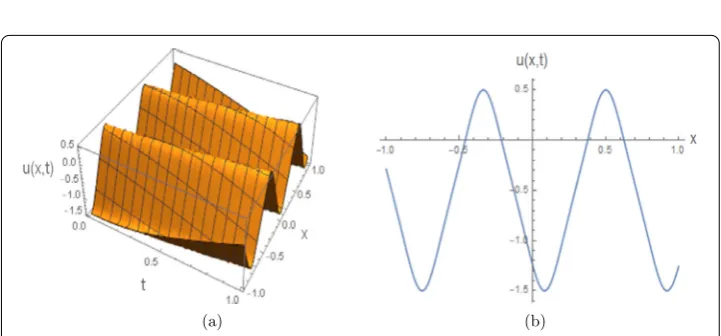 Figure 5 (a) The 3D graph of Jacobi elliptic function solution u(x,t) appearing in Eq