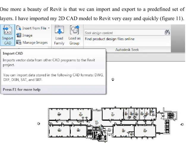 Figure  11. Importing of 2D CAD model to Revit Architecture. 