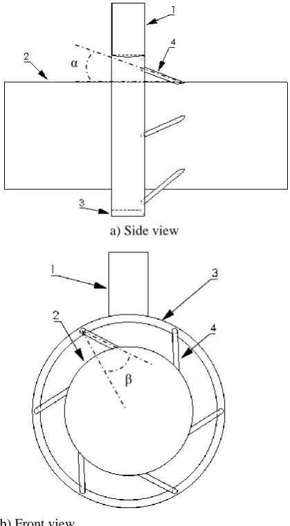 Fig. 1. The pump is configured to use compressed air as the primary fluid. The primary inlet pipe (1) which is connected to an air-line