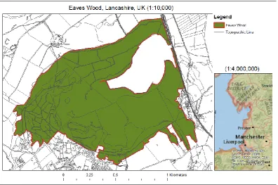 Figure 2  The approximate location of Eaves Wood, Silverdale, Lancashire, 