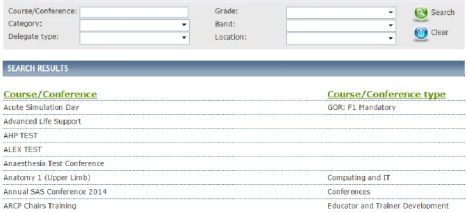 Fig 4.1 Course search screen 