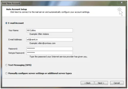 Figure 3: Microsoft Outlook 2010 Account Configuration 5.2.2 Apple Mail 7.2