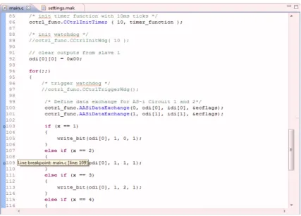 Fig. 6-5.   Marking a breakpoint in the program code