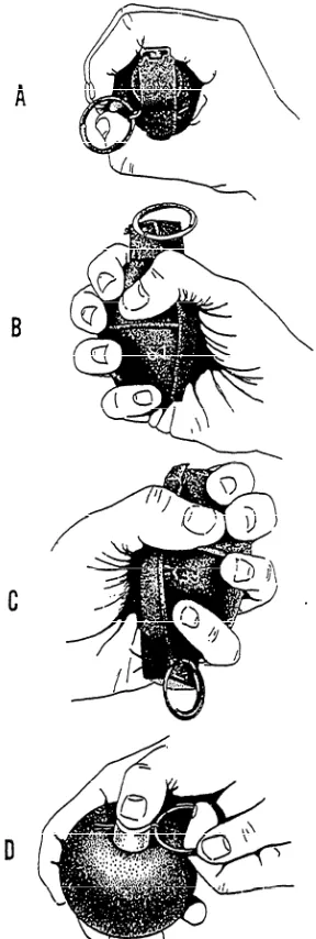 Figure 12-9.—Methods of holding the grenade.