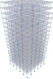 Fig -2 :  3D Model of building generated in ETABS(G+16) 