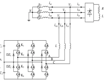 Figure 2. A SAPF based on the neutral point clamped (NPC) three-level inverter 