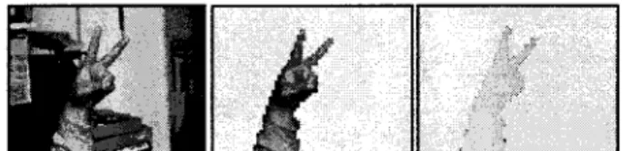 Figure  9:  (a-left  image)  The  original  image.  (b-middle)  The  segmented  hand  image